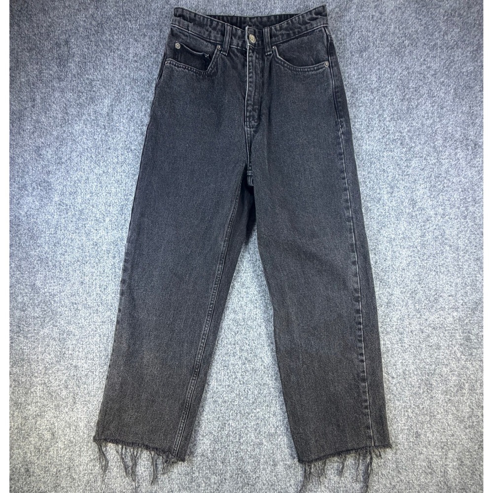 Ksubi Playback Noir High Rise Straight Raw Hem Jeans Black 26